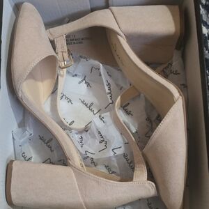 Elegant Beige Block Heel Pumps